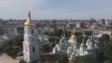 This stock video shows an aerial view of St. Sophia Cathedral in Kyiv, Ukraine In 8K resolution