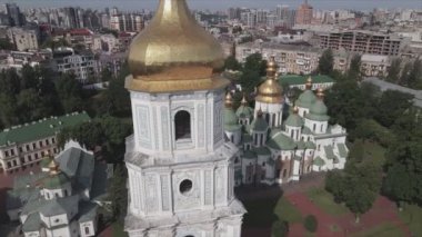 This stock video shows an aerial view of St. Sophia Cathedral in Kyiv, Ukraine In 8K resolution