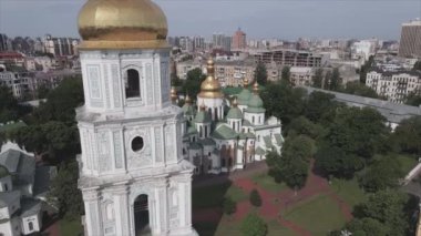 This stock video shows an aerial view of St. Sophia Cathedral in Kyiv, Ukraine In 8K resolution