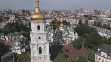 This stock video shows an aerial view of St. Sophia Cathedral in Kyiv, Ukraine In 8K resolution