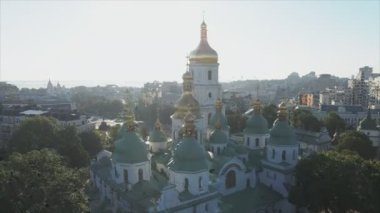 This stock video shows an aerial view of St. Sophia Cathedral in Kyiv, Ukraine In 8K resolution