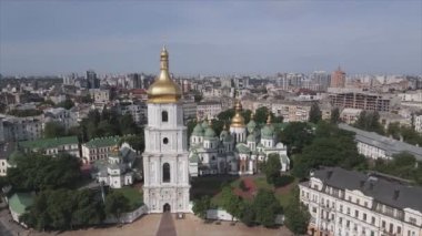 This stock video shows an aerial view of St. Sophia Cathedral in Kyiv, Ukraine In 8K resolution