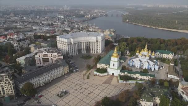 Stock Video Shows Aerial View Michaels Golden Domed Cathedral Kyiv — Stock Video