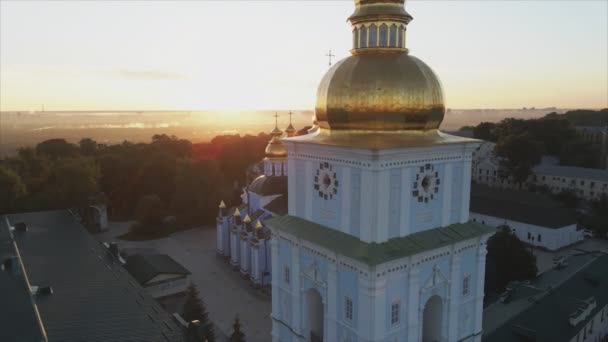 Stock Video Shows Aerial View Michaels Golden Domed Cathedral Kyiv — Video Stock