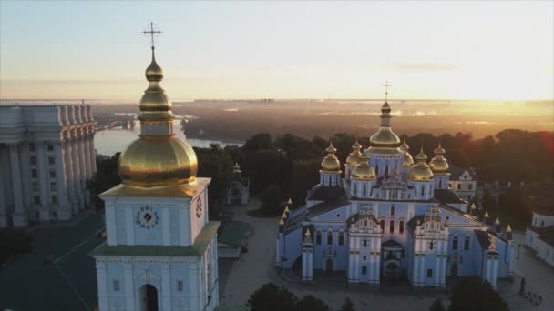 Stock Video Shows Aerial View Michaels Golden Domed Cathedral Kyiv — Stock video