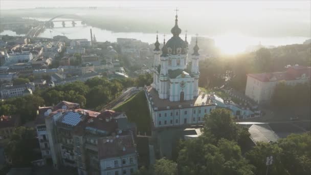 Stock Video Shows Aerial View Andrews Church Kyiv Ukraine Resolution — Wideo stockowe