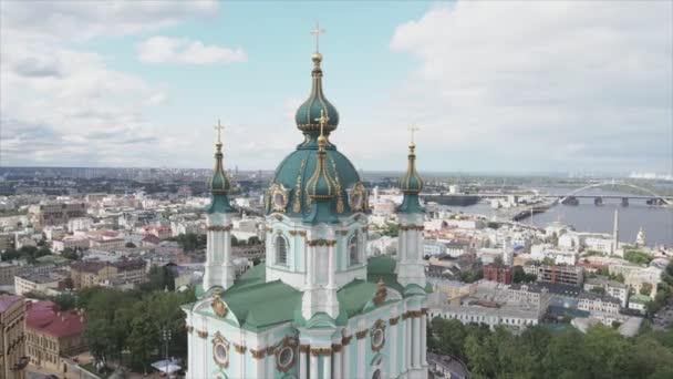 Stock Video Shows Aerial View Andrews Church Kyiv Ukraine Resolution — ストック動画