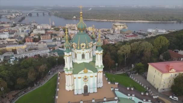 Stock Video Shows Aerial View Andrews Church Kyiv Ukraine Resolution — Stok video