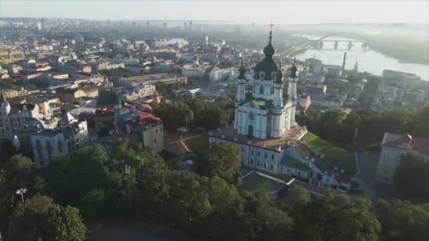 Stock Video Shows Aerial View Andrews Church Kyiv Ukraine Resolution — Vídeos de Stock