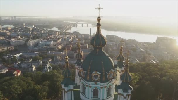 Stock Video Shows Aerial View Andrews Church Kyiv Ukraine Resolution — Vídeos de Stock