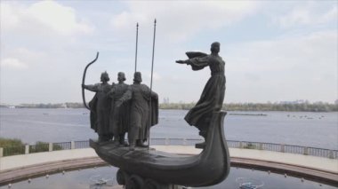 This stock video shows a monument to the founders of the city Kyiv, Ukraine in 8K resolution