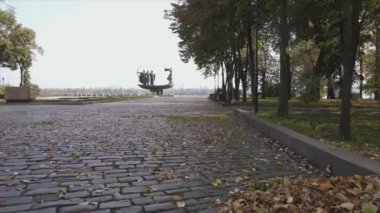 This stock video shows a monument to the founders of the city Kyiv, Ukraine in 8K resolution