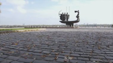 This stock video shows a monument to the founders of the city Kyiv, Ukraine in 8K resolution