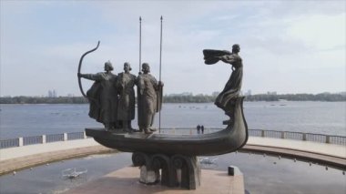 This stock video shows a monument to the founders of the city Kyiv, Ukraine in 8K resolution