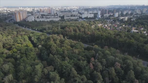 Stock Footage Shows Aerial View Border Forest Big City Kyiv — Vídeo de Stock