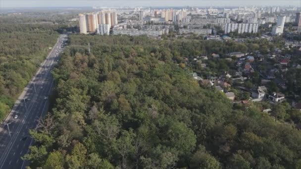 Stock Footage Shows Aerial View Border Forest Big City Kyiv — Vídeo de Stock