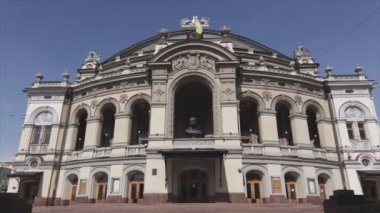 This stock video shows aerial view of the building of the National Opera in Kyiv, Ukraine in 8K resolution
