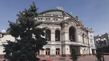 This stock video shows aerial view of the building of the National Opera in Kyiv, Ukraine in 8K resolution