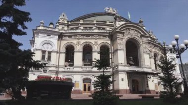 This stock video shows aerial view of the building of the National Opera in Kyiv, Ukraine in 8K resolution