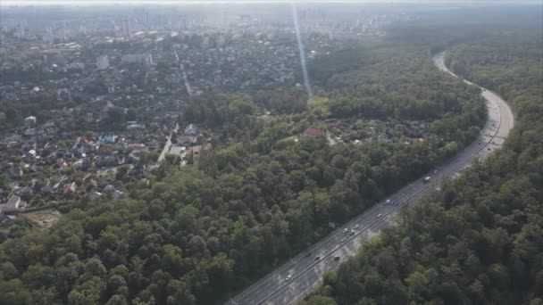 Stock Footage Shows Aerial View Border Forest Big City Kyiv — Video