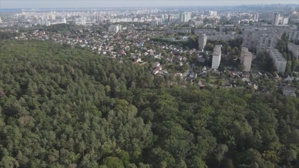 Stock Footage Shows Aerial View Border Forest Big City Kyiv — Vídeo de Stock