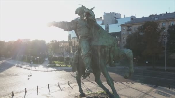 Stock Footage Shows Aerial View Monument Bogdan Khmelnitsky Kyiv Ukraine — Stok video