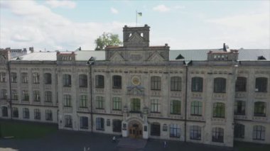 This stock footage shows aeril view of the building of the Kyiv Polytechnic Institute, Ukraine in 8K resolution