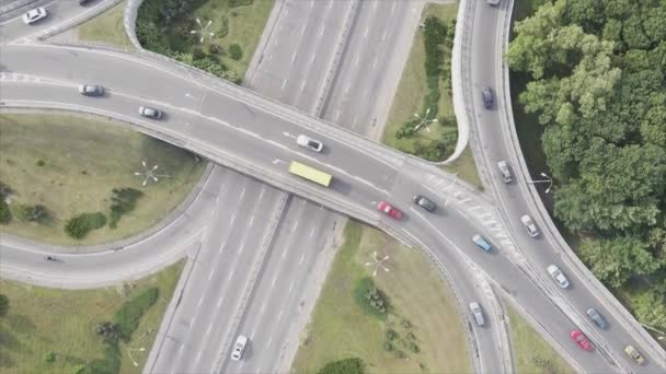 Stock Footage Shows Aerial View Traffic Intersection Cars Driving Kyiv — Wideo stockowe
