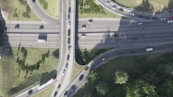 Stock Footage Shows Aerial View Traffic Intersection Cars Driving Kyiv — 图库视频影像