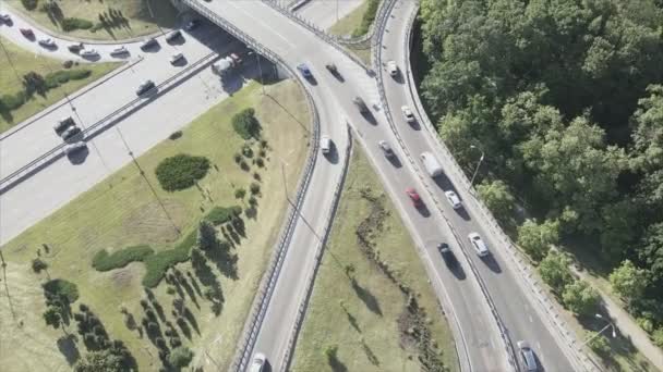 Stock Footage Shows Aerial View Traffic Intersection Cars Driving Kyiv — Stock videók