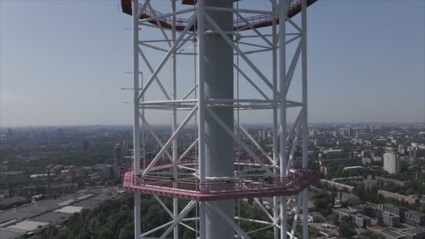 Stock Footage Shows Aerial View Television Tower Kyiv Ukraine Resolution — Stockvideo