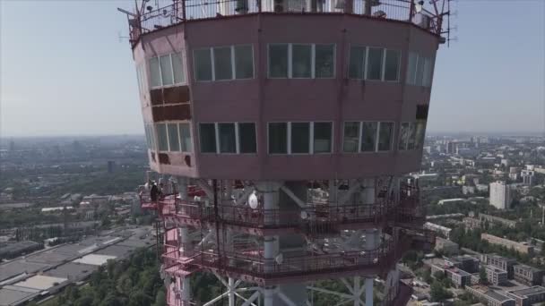 Stock Footage Shows Aerial View Television Tower Kyiv Ukraine Resolution — Video