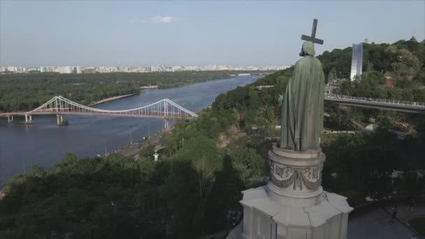 Stock Footage Shows Aerial View Vladimir Great Monument Kyiv Ukraine — ストック動画
