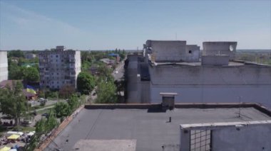 This stock video shows a destroyed residential building during the war in Ukraine in Borodyanka, Bucha district in 8K resolution