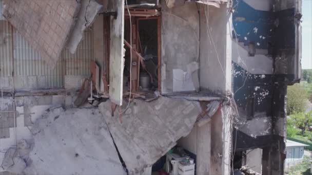 Stock Video Shows Destroyed Residential Building War Ukraine Borodyanka Bucha — Wideo stockowe