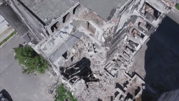 Stock Video Shows Destroyed Residential Building War Ukraine Borodyanka Bucha — kuvapankkivideo