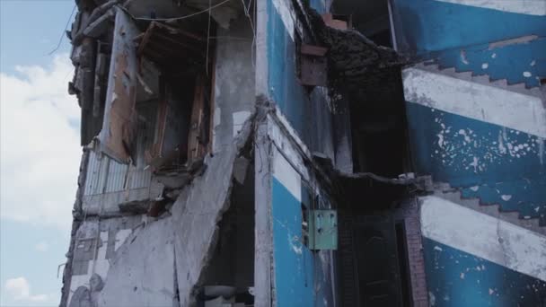Stock Video Shows Destroyed Residential Building War Ukraine Borodyanka Bucha — 비디오