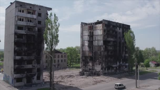 Stock Video Shows Destroyed Residential Building War Ukraine Borodyanka Bucha — Video Stock