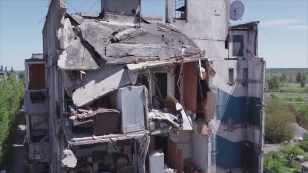 Stock Video Shows Destroyed Residential Building War Ukraine Borodyanka Bucha — Video