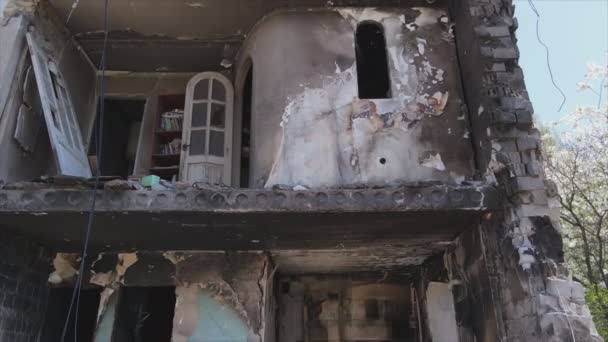 Stock Video Shows Destroyed Residential Building War Ukraine Borodyanka Bucha — Video