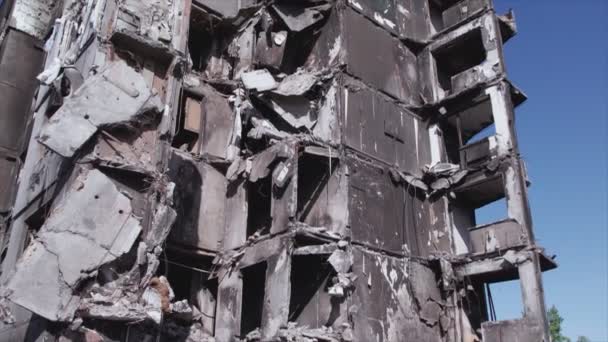 Stock Video Shows Destroyed Residential Building War Ukraine Borodyanka Bucha — Wideo stockowe