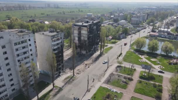 Этом Видео Показано Разрушенное Жилое Здание Время Войны Украине Бородянке — стоковое видео