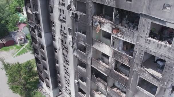Stock Video Shows Destroyed Residential Building War Ukraine Borodyanka Bucha — Stock video