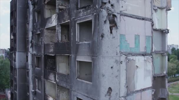 Stock Video Shows Destroyed Residential Building War Ukraine Borodyanka Bucha — Stok video