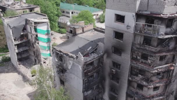 Stock Video Shows Destroyed Residential Building War Ukraine Borodyanka Bucha — Wideo stockowe