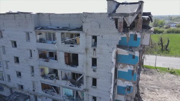 Stock Video Shows Destroyed Residential Building War Ukraine Borodyanka Bucha — Stock video