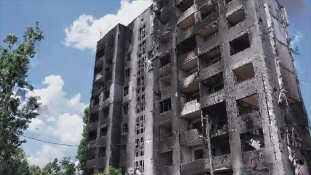 Stock Video Shows Destroyed Residential Building War Ukraine Borodyanka Bucha — 비디오