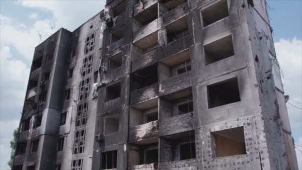 Stock Video Shows Destroyed Residential Building War Ukraine Borodyanka Bucha — Stok video