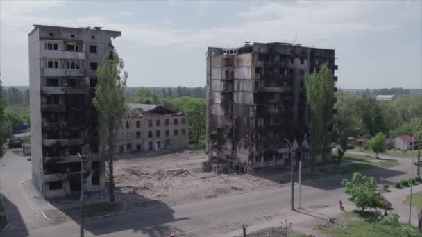 Этом Видео Показано Разрушенное Жилое Здание Время Войны Украине Бородянке — стоковое видео