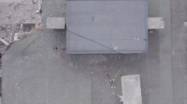 This stock video shows a destroyed residential building during the war in Ukraine in Borodyanka, Bucha district in 8K resolution